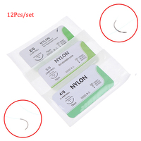 12 szt. Igła szew nylonowy monofilament nieuszkodzony szew medyczny szew nici do medycznego szycia chirurgicznego zestaw do ćwiczeń 2